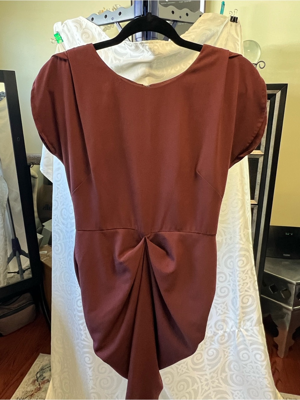 Guess Asymmetrical Twist-Back Dress in Deep Rust for fall size 6